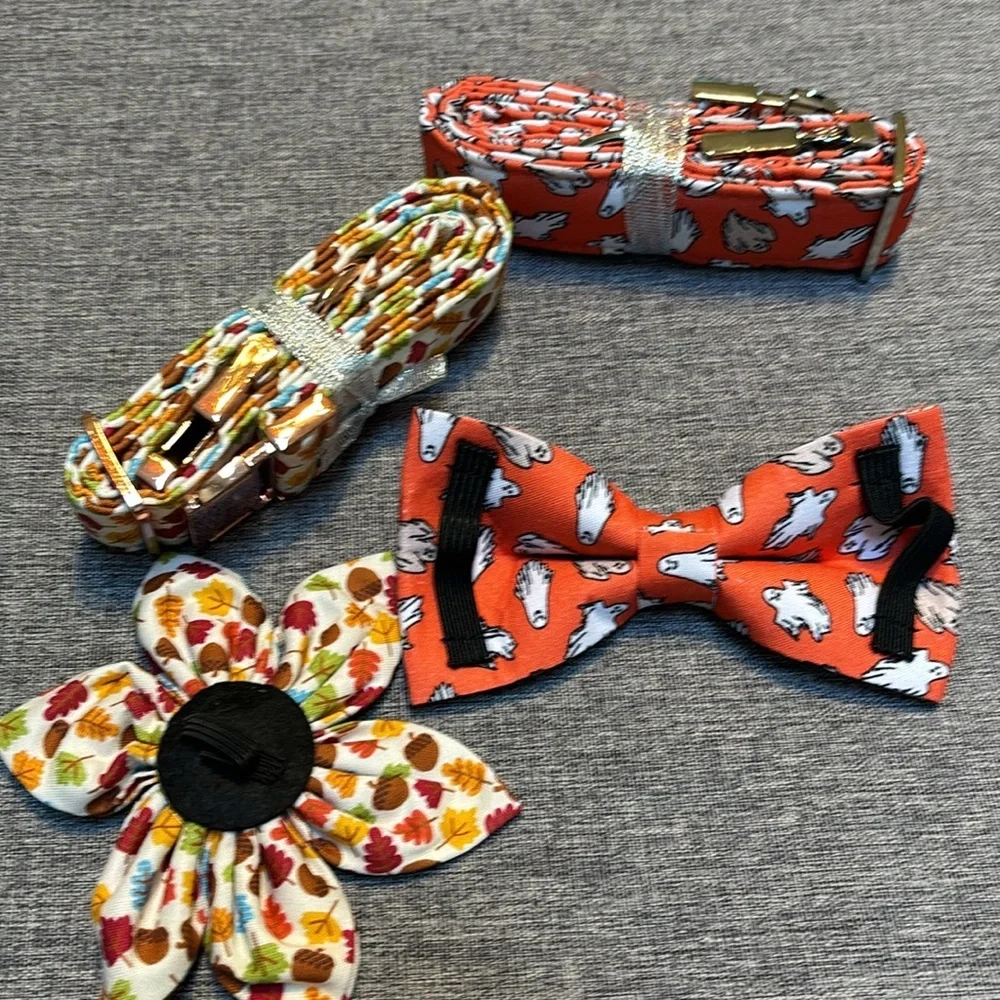2 - Halloween/Fall Dogs Adjustable Comfortable Large Orange Ghost/Fall